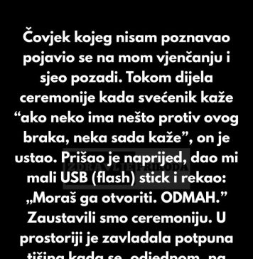 “Čovjek kojeg nisam poznavao pojavio se na mom vjenčanju i sjeo pozadi.”