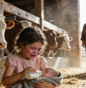 „Žao mi je, gospodine… nemam novca za mlijeko,“ prošaputala je sedmogodišnja djevojčica u pet i trideset ujutro — ali kada ju je teksaški rančer pratio kroz kišu i otkrio gdje se skriva s izgladnjelom bebom, razotkrio je šokantnu priču o napuštanju i borbi za starateljstvo kakvu niko nije mogao naslutiti 😱
