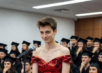 Na maturskoj večeri, moj sin je ušao u auditorijum noseći pufnastu crvenu haljinu. Sala je eksplodirala od smeha, ali ono što je rekao potom ućutkalo je sve. Imam 34 godine, samohrana mama, i odgajila sam svog sina, Liam, potpuno sama.