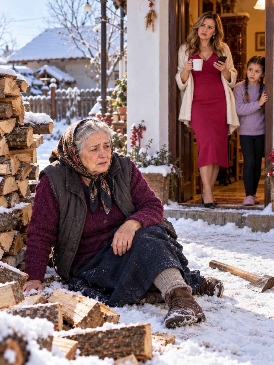 Moj sin poslao je ženu i djecu k meni na selo za zimske praznike, a dok sam sa 68 godina cijepala drva u snijegu, slučajno sam čula što moja snaha govori unucima o meni - featured image Moj sin poslao je ženu i djecu k meni na selo za zimske praznike, a dok sam sa 68 godina cijepala drva u snijegu, slučajno sam čula što moja snaha govori unucima o meni - featured image