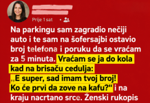 Na parkingu mi je nepoznata žena ostavila poruku